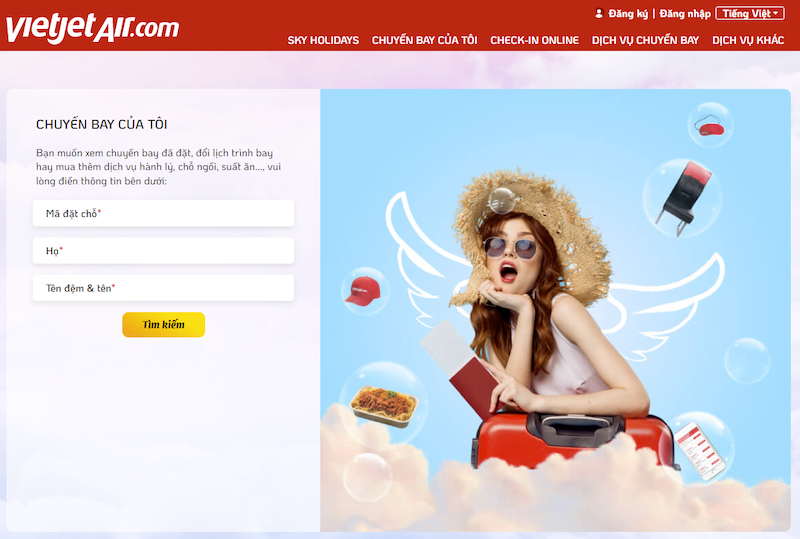 Cách kiểm tra mã đặt chỗ Vietjet