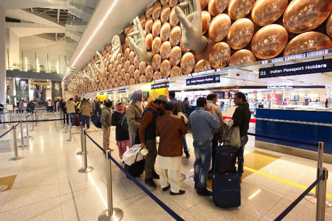Immigration area at Delhi Airport