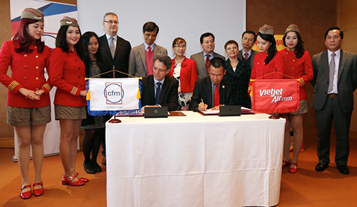 เวียดเจ็ทและ CFM ร่วมลงนามข้อตกลงอัตราค่าใช้จ่ายต่อชั่วโมงทำการบิน สำหรับเครื่องยนต์ CFM56-5 บี ของเครื่องบินแอร์บัส เอ 320 ซีอีโอ 21 เครื่องแรก