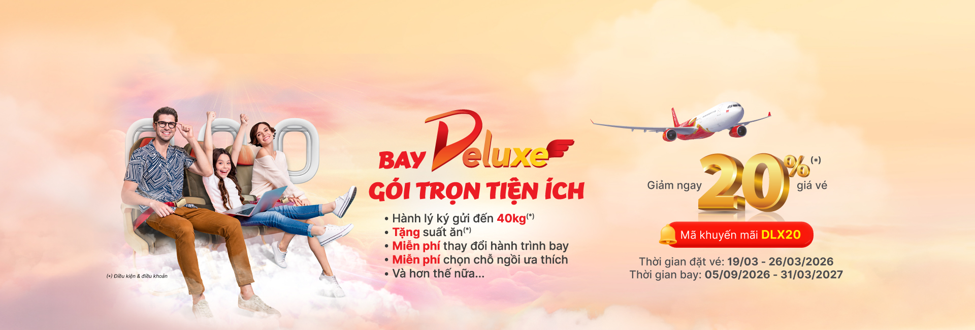 Bay khắp thế giới chạm đỉnh cao mới: Vé Eco chỉ từ 0 đồng & Ưu đãi giảm 20% hạng vé Deluxe