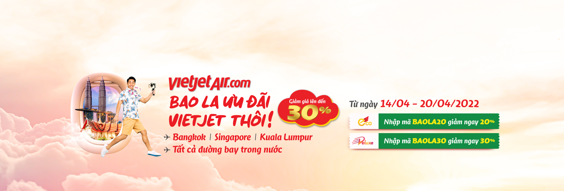 Bao la khuyến mãi - Giảm đến 30% giá vé