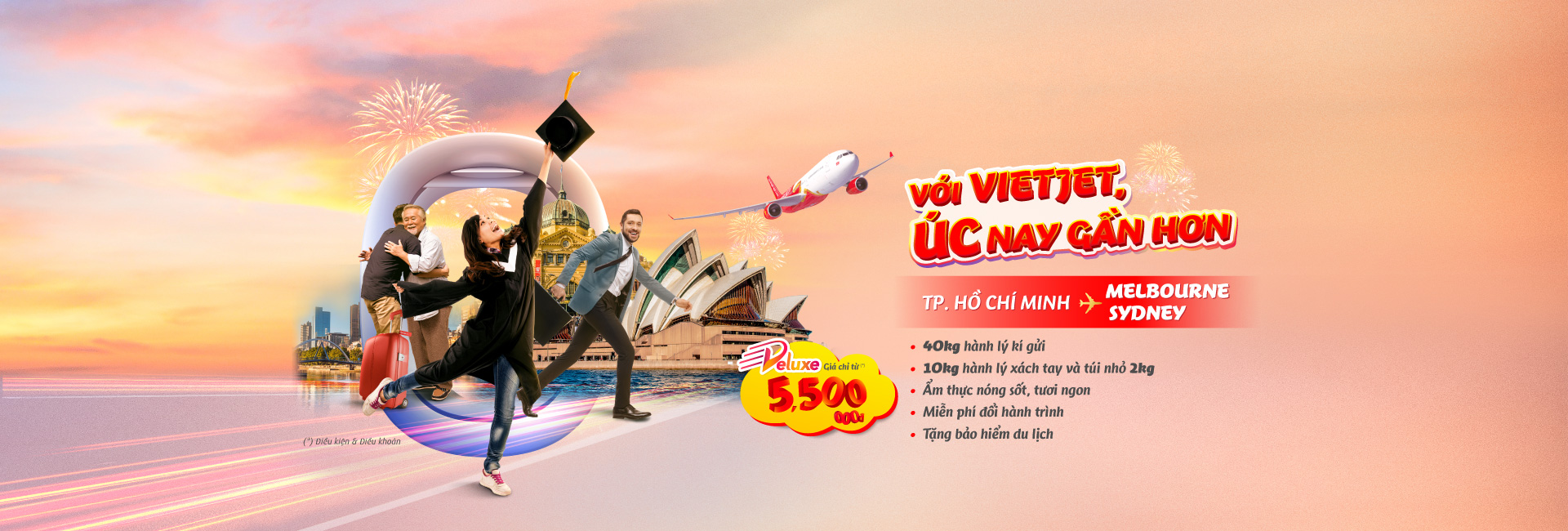 Với Vietjet, Úc nay gần hơn! Bay Deluxe chỉ từ 5,500,000 VND!