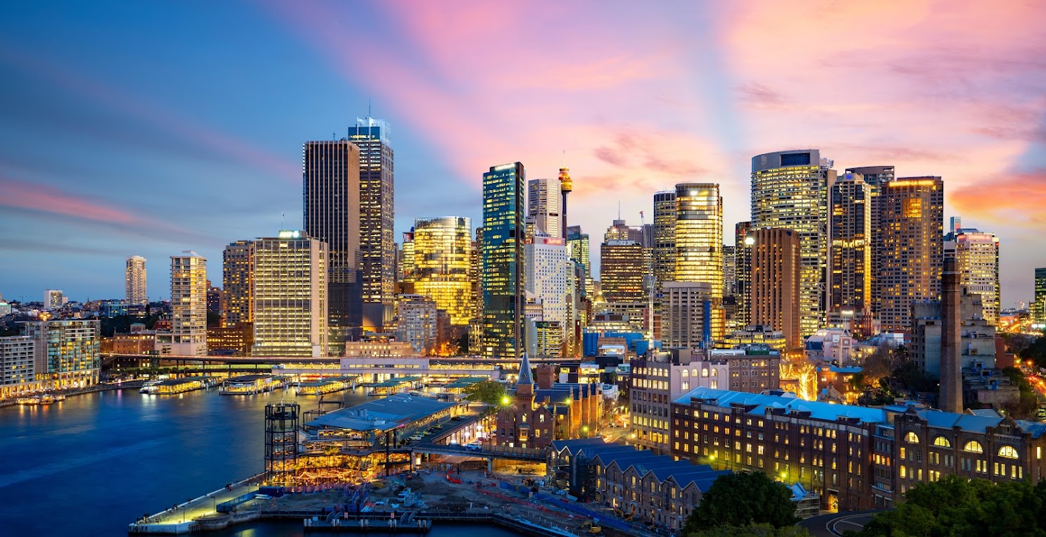 Cảnh Sydney chiều hoàng hôn.