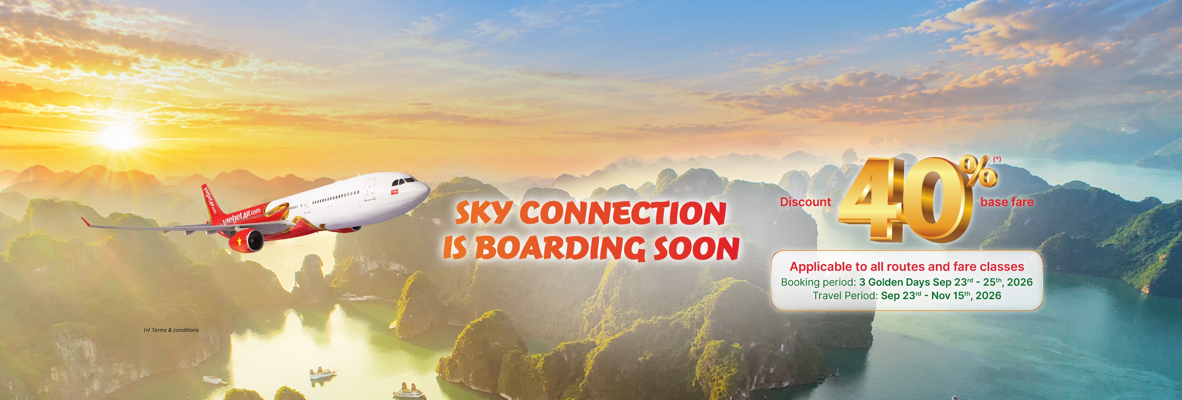 Sky Connection is boarding soon - Discount 40% on all fare classes (September 23-25, 2026)