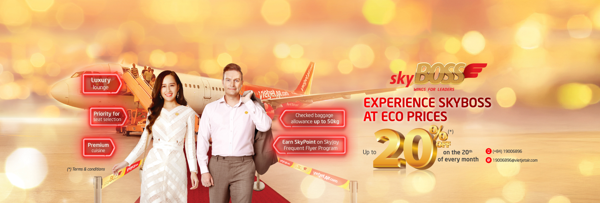 Experience Skyboss at Eco prices, up to 20% off on the 20th of every month
