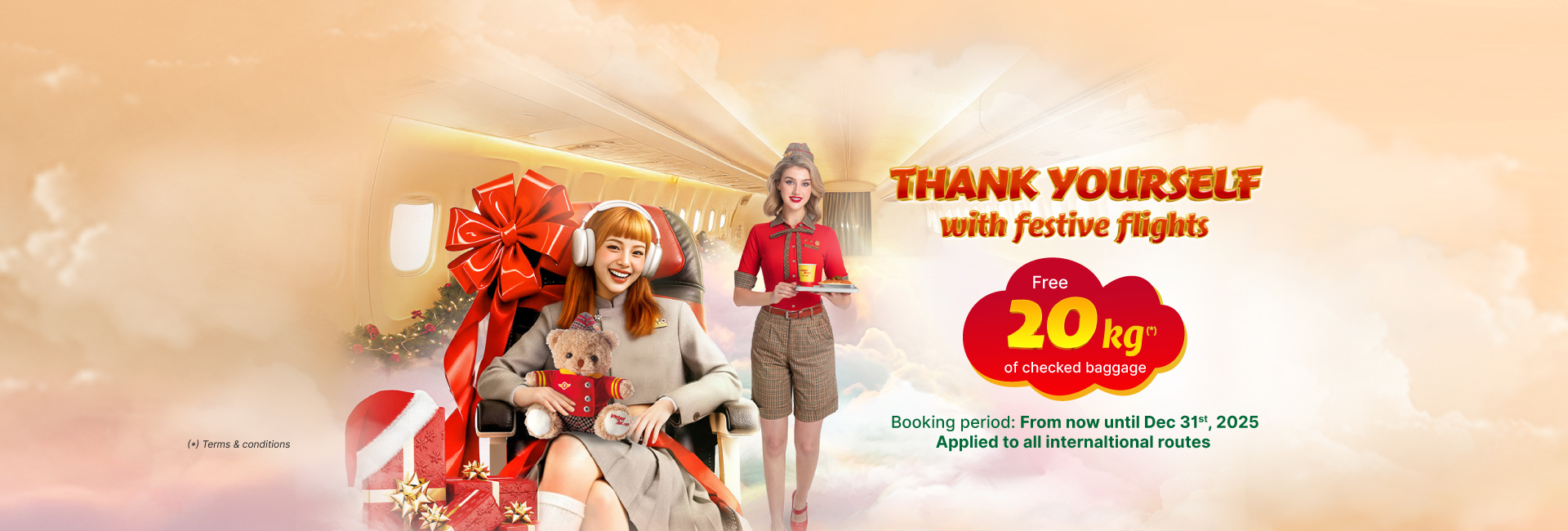 Free 20KG checked baggage on international flights