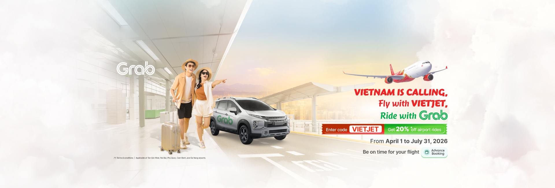 Vietnam is calling Fly with Vietjet, ride with Grabcar!