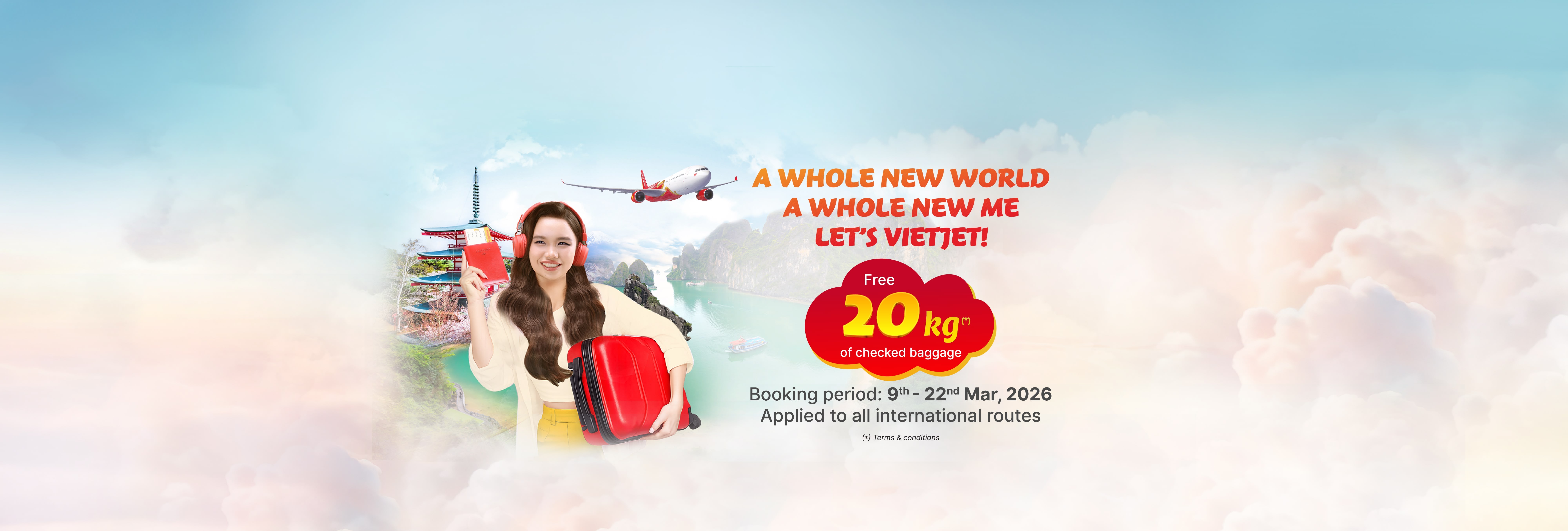 Free 20KG checked baggage on international flights