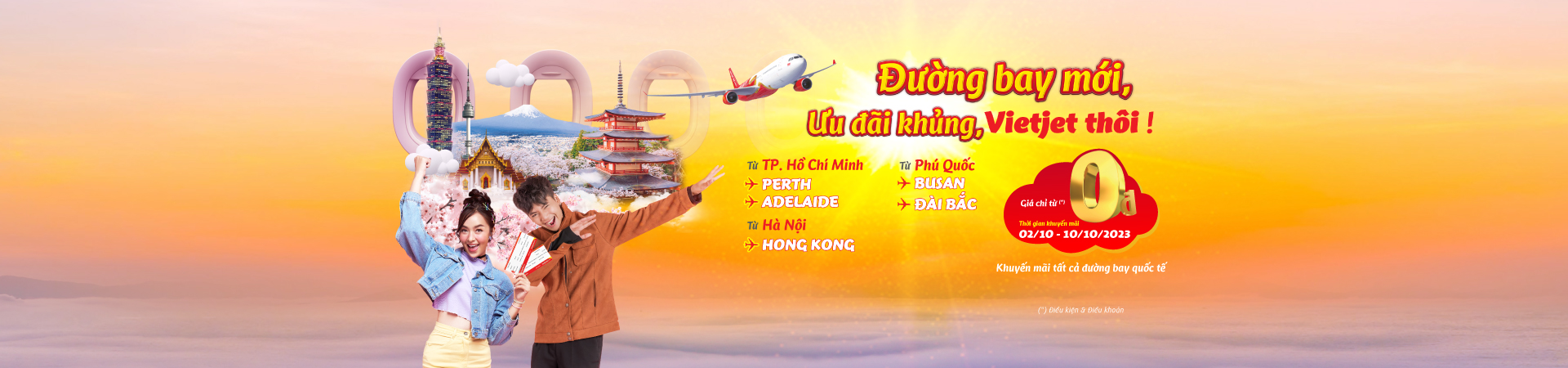 ĐƯỜNG BAY MỚI, ƯU ĐÃI KHỦNG, VIETJET THÔI!