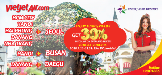Enjoy Flying Vietjet – Get 30% Discount On Everland Tickets