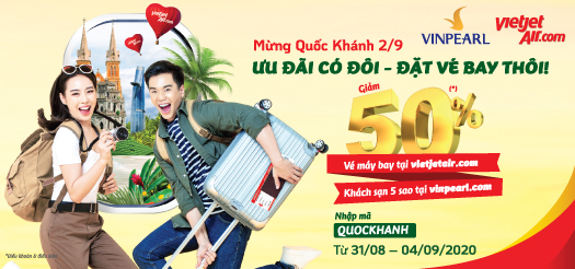 Mừng Quốc Khánh 2/9 "Ưu Đãi Có Đôi Đặt Vé Bay Thôi!"