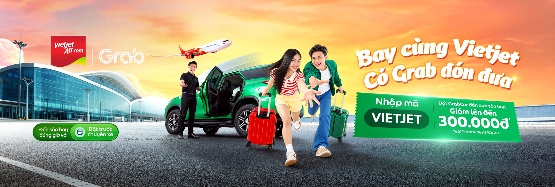 Bay Vietjet -  Grab đón đưa