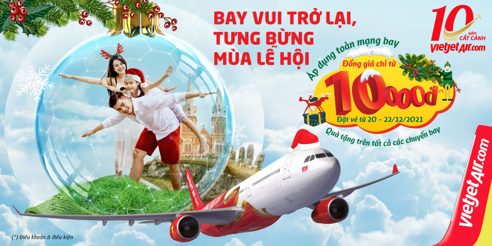 Tưng bừng mùa lễ hội với giá vé 10,000 đồng từ Vietjet!