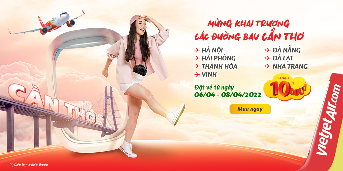 Mừng khai trương trở lại các đường bay Cần Thơ! Đồng giá chỉ từ 10.000Đ