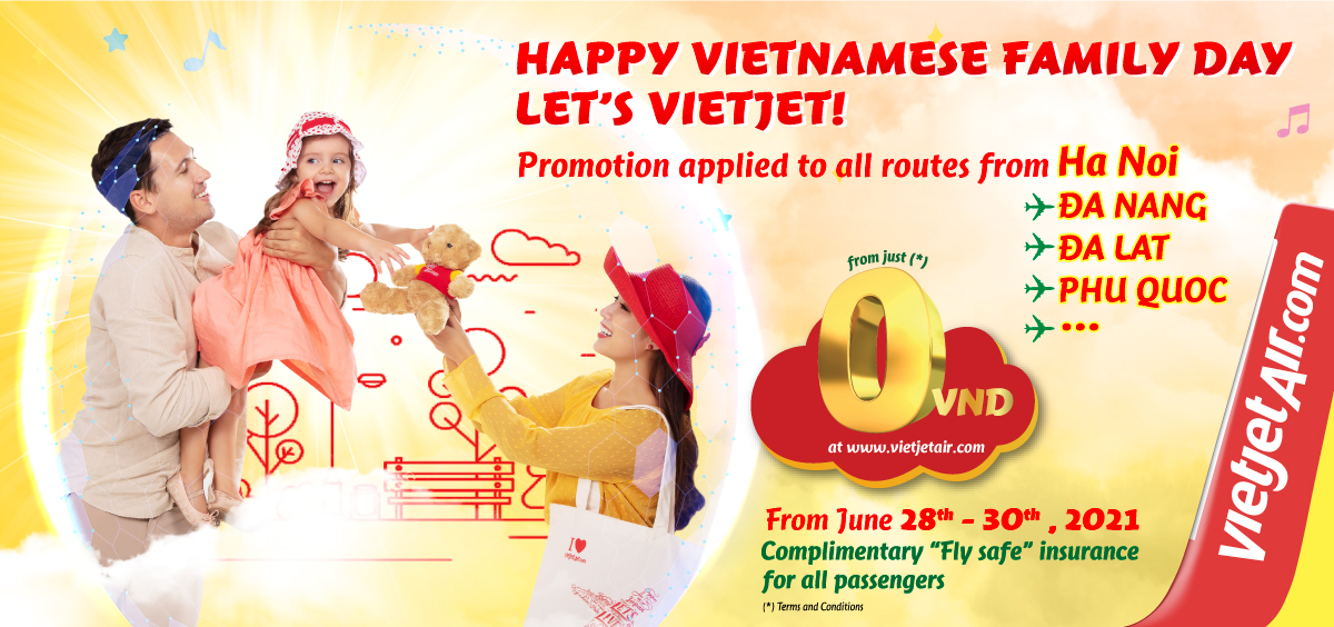 Happy Vietnamese family day. Let's Vietjet!