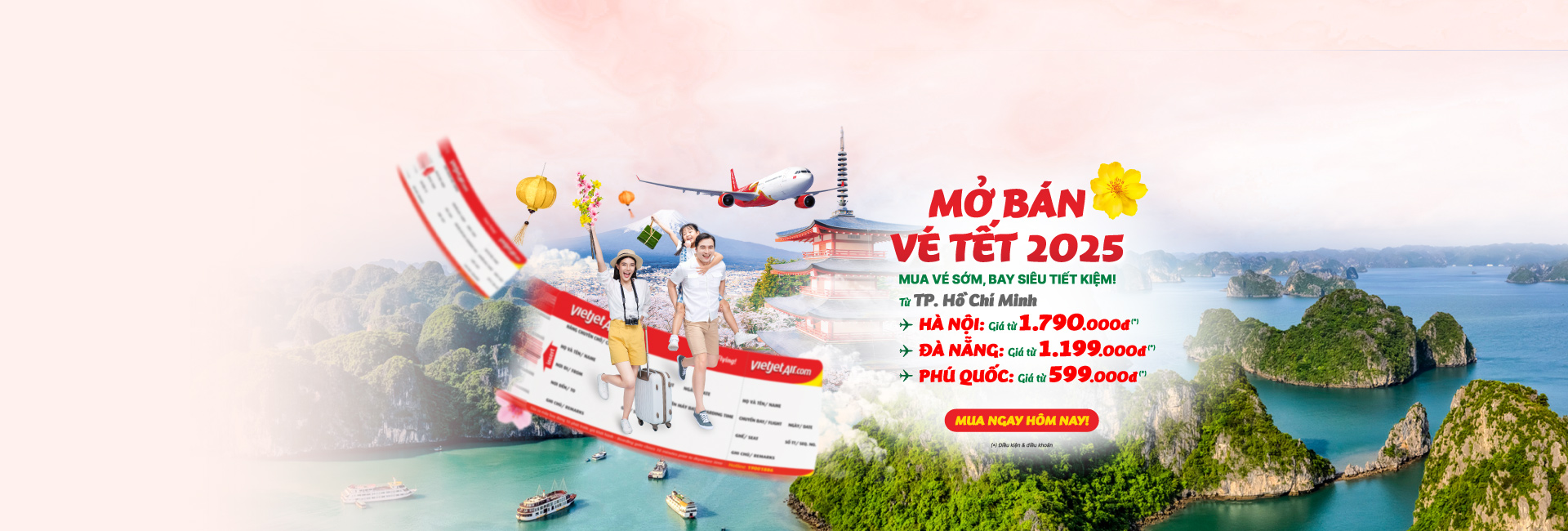 Vietjet mở bán sớm 2,6 triệu vé Tết 2025, giá chỉ từ 890.000 đồng