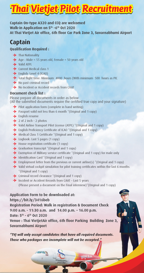 Thai Vietjet Pilot Recruitment