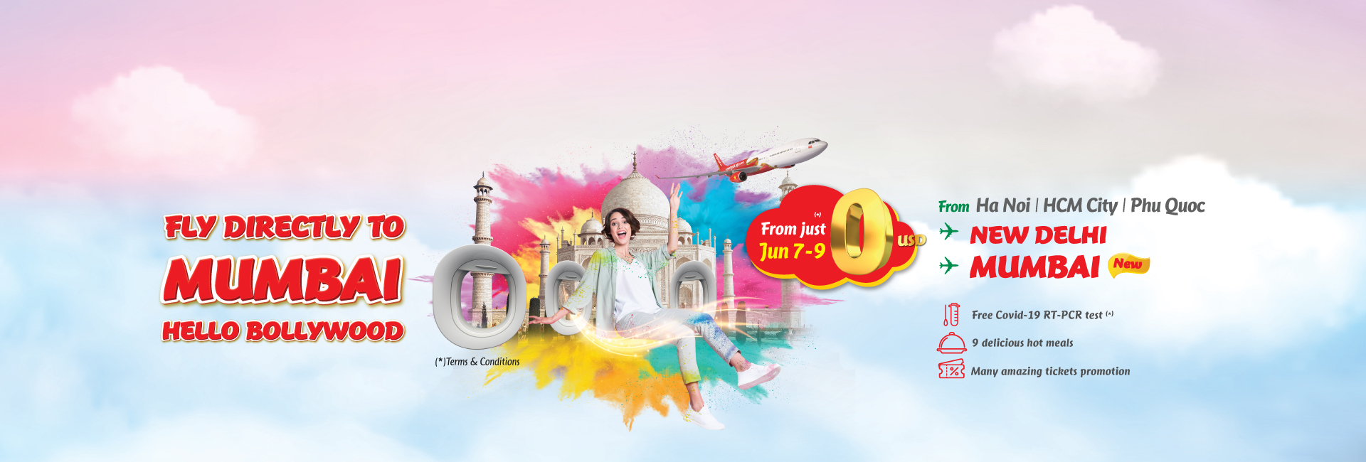 Fly directly to Mumbai - Hello Bollywood promotion flights to India