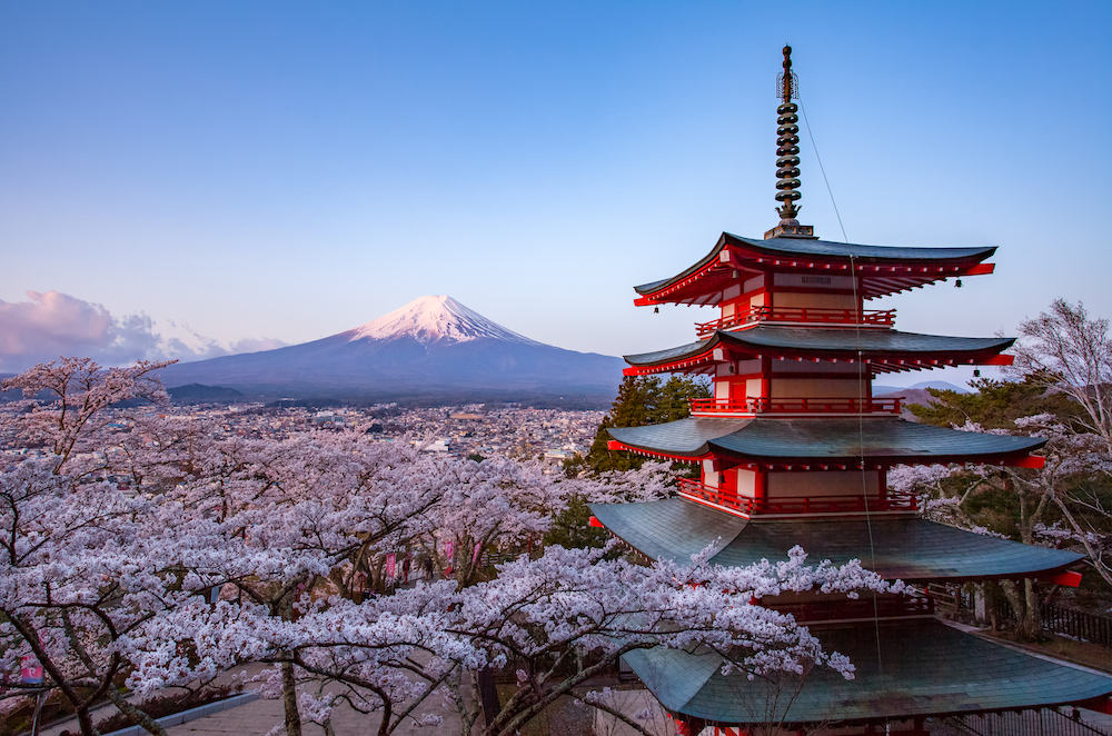 Núi Phú Sĩ và hoa Anh Đào