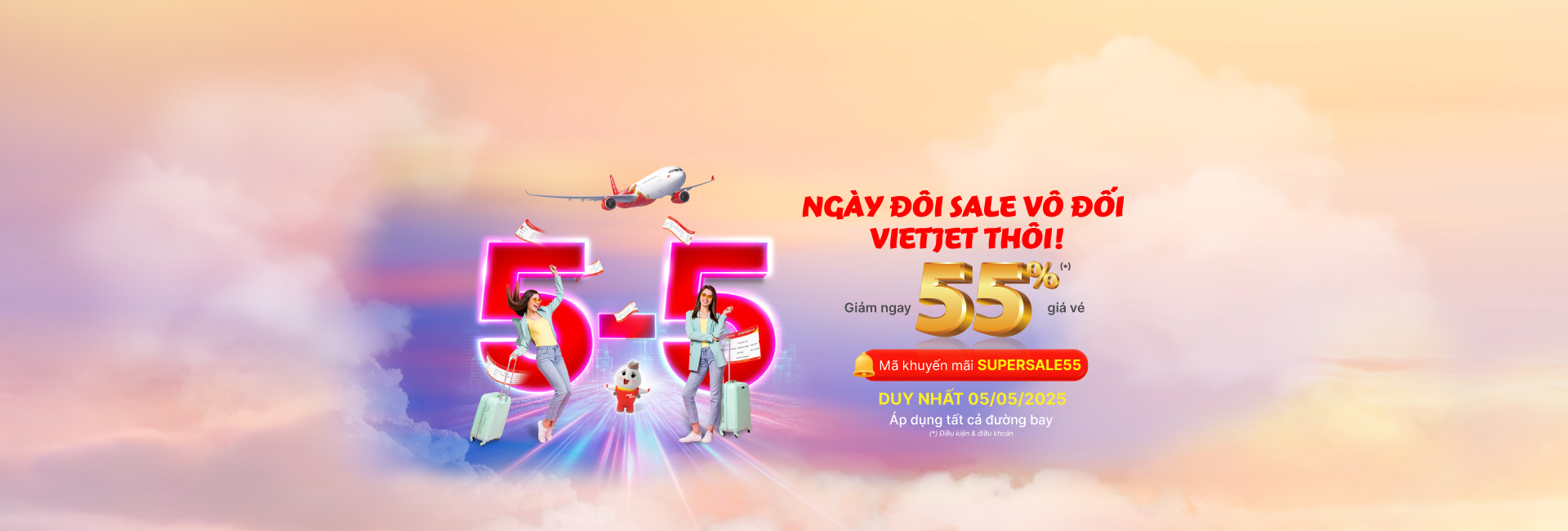 Ngày đôi 5/5 sale vô đối Vietjet thôi!