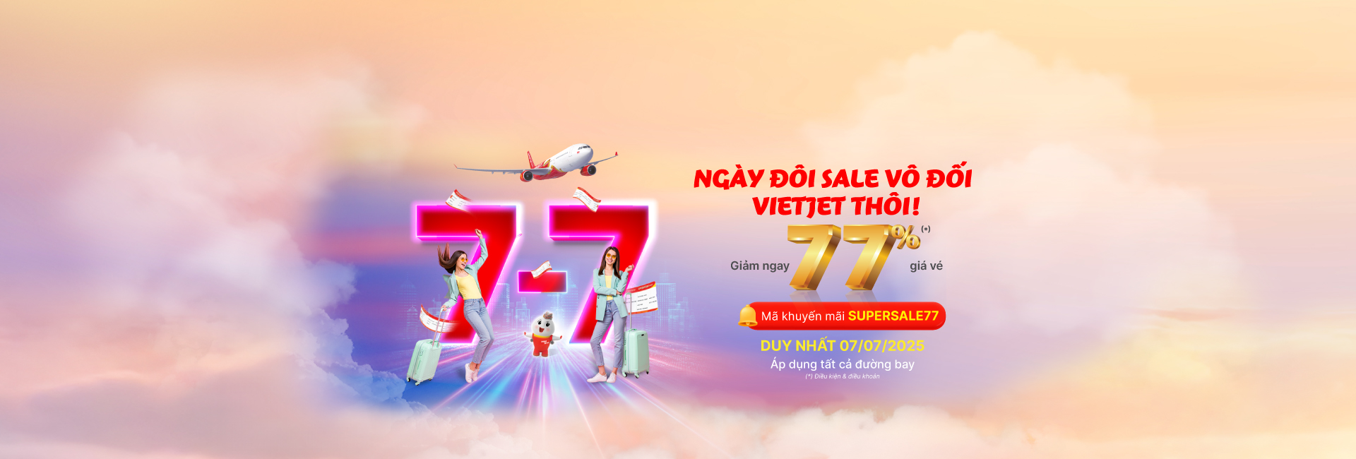 Ngày đôi 7/7 sale vô đối Vietjet thôi!!