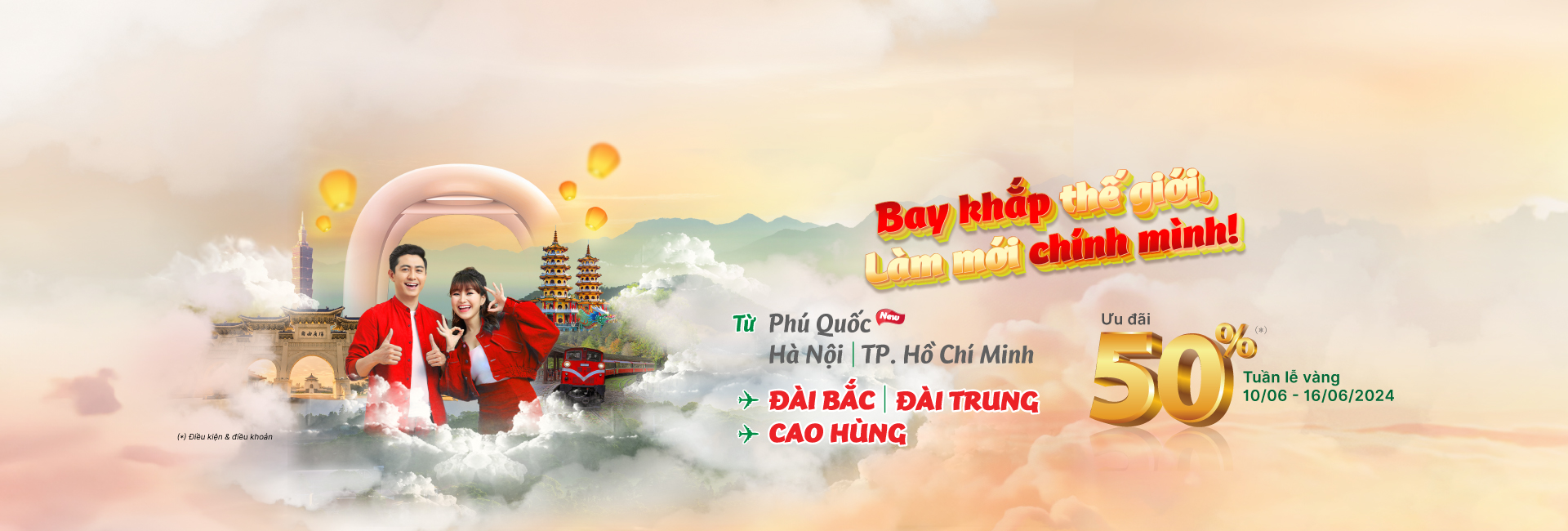 TUẦN LỄ ƯU ĐÃI 50% ĐƯỜNG BAY TRUNG QUỐC - HONG KONG - ĐÀI LOAN