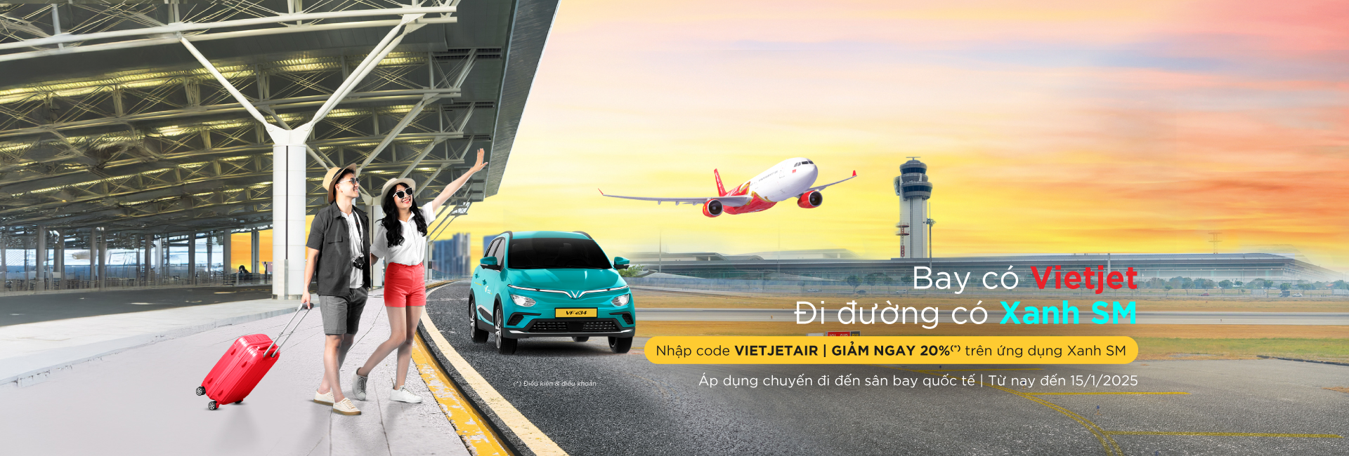 Bay có vietjet, đi đường có xanh SM