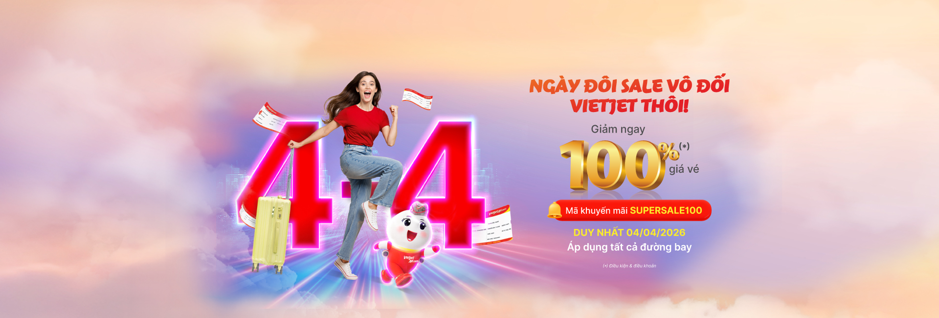 Ngày đôi 4/4 sale vô đối Vietjet thôi!