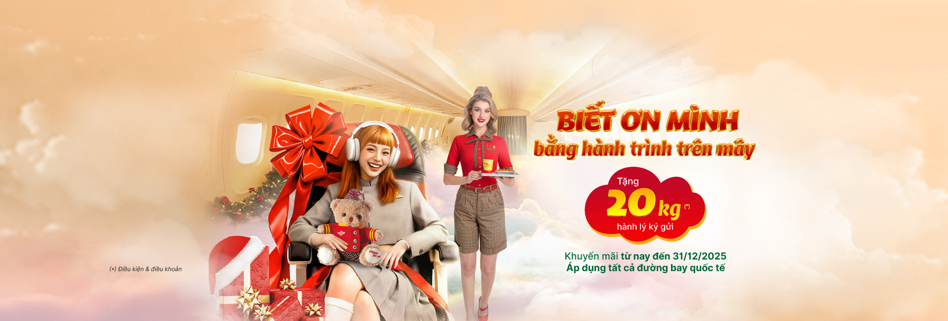 Khuyến mãi tặng 20KG hành lý cho tất cả đường bay quốc tế