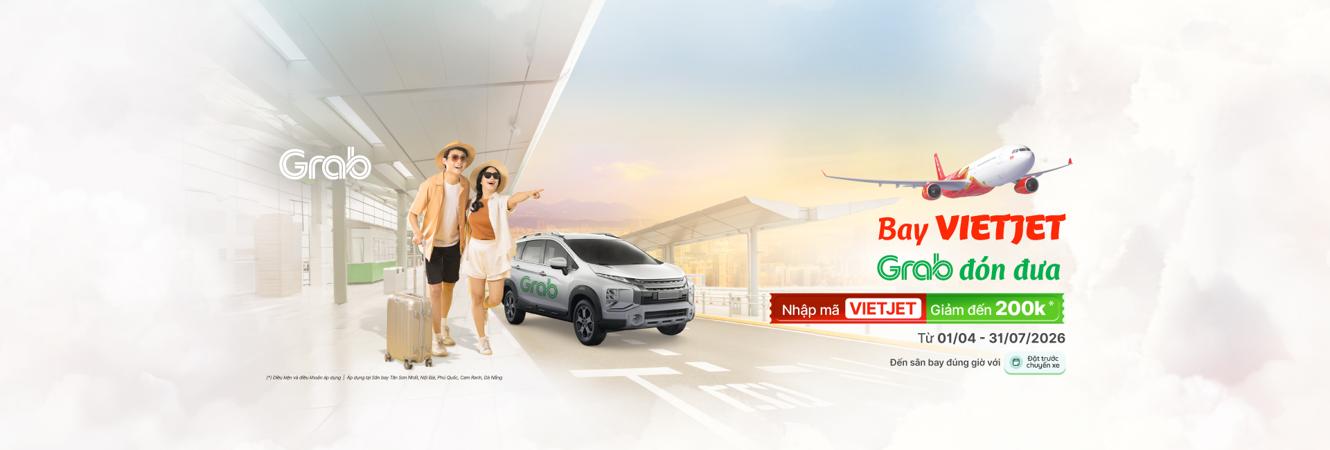 Bay Vietjet - Grab đón đưa