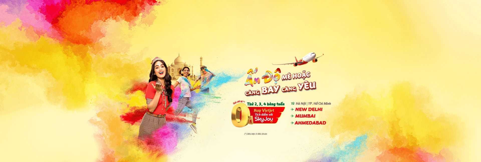 Bay Ấn Độ chỉ từ 0Đ - Thứ 2,3,4 hàng tuần